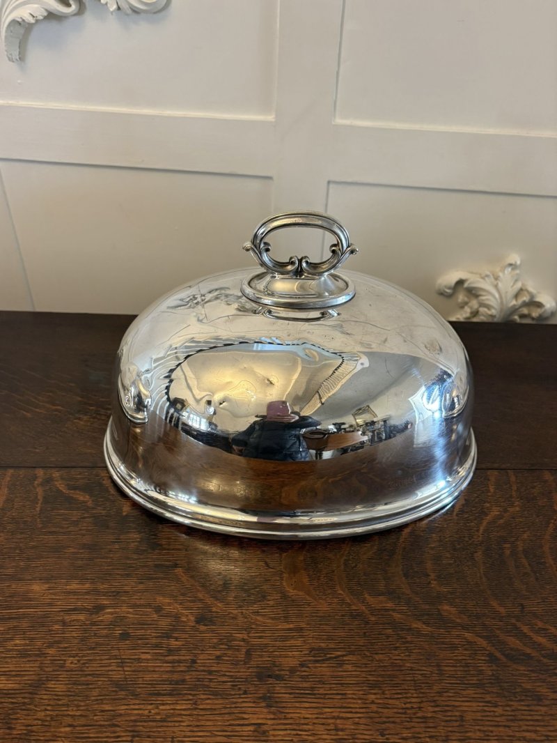 Antique Set of Three Quality Harrods Silver Plate Meat Domes